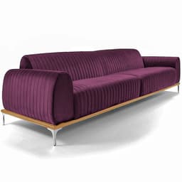 Sofá Molino 3 Lugares 210cm Pés Alumínio Veludo Roxo - Nexta Casa