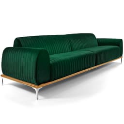 Sofá Molino 3 Lugares 210cm Pés Alumínio Veludo Verde - Nexta Casa