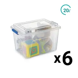 Conjunto com 6 Caixas Organizadoras Nitron Incolor 20 L