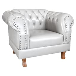 Poltrona Chesterfield Duque Com Capitonê Para Sala, Tv, Estar, Recepção - Corano Branco