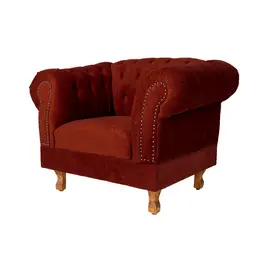 Poltrona Chesterfield Duque Com Capitonê Para Sala, Tv, Estar, Recepção - Suede Bordô