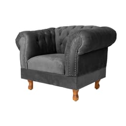Poltrona Chesterfield Duque Com Capitonê Para Sala, Tv, Estar, Recepção - Suede Cinza Grafite