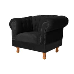 Poltrona Chesterfield Duque Com Capitonê Para Sala, Tv, Estar, Recepção - Suede Preto