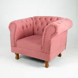 Poltrona Chesterfield Duque Com Capitonê Para Sala, Tv, Estar, Recepção - Suede Rosa