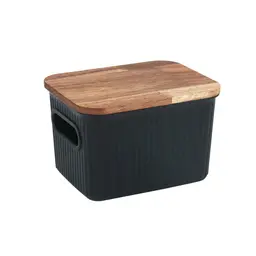 Caixa Organizadora Canelada Oikos Preta e Acácia 1,5 L