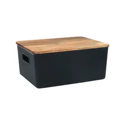 Caixa Organizadora Canelada Oikos Preta e Acácia 16 L