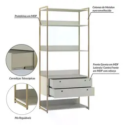 Guarda Roupa Closet Industrial Solteiro 2 Gavetas