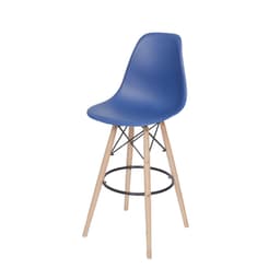 Banqueta DKR Eames Azul Marinho e Madeira