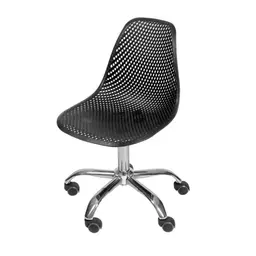 Cadeira de Escritório Colmeia Preta e Cromada