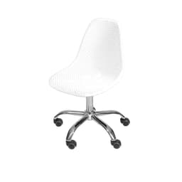 Cadeira de Escritório Secretária Colmeia Branca e Cromada