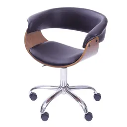 Cadeira de Escritório Secretária Elba Preta e Madeira