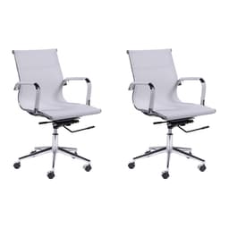 Conjunto com 2 Cadeiras de Escritório Secretária Giratória Milão I Branco