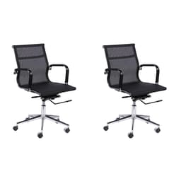 Conjunto com 2 Cadeiras de Escritório Secretária Giratória Milão I Preto