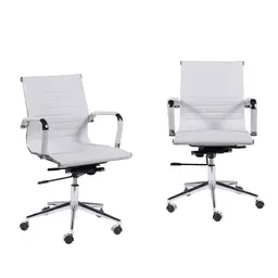 Conjunto com 2 Cadeiras de Escritório Secretária Giratória Milão II Branco