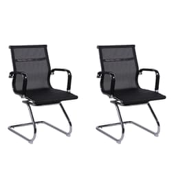 Conjunto com 2 Cadeiras de Escritório Secretária Milão I Preto