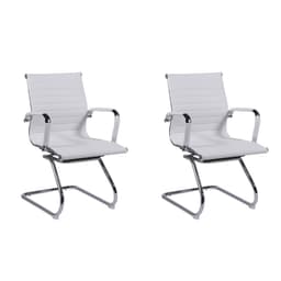 Conjunto com 2 Cadeiras de Escritório Secretária Milão II Branco