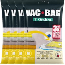 4 Sacos Ordene Vac Bag para Roupas Médio 45x65cm cada A Vácuo Reutilizáveis