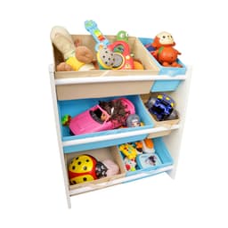 Organizador Infantil Porta Brinquedos - Montessoriano - Médio Azul bebê e Bege - Organibox