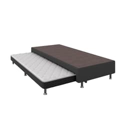 Base para Cama Box Solteiro Nero com Colchão Auxiliar Espuma D28 Preta e Branca