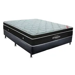 Conjunto Cama Box Cori com Colchão Casal Molas Ensacada Elegant (28x138x188) Preto