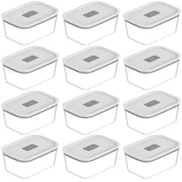 12 Potes Herméticos De Vidro 1,2l Branco Fresh Lock Ou Para Geladeira Freezer Forno