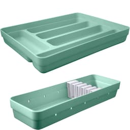 2 Organizadores De Gavetas Porta Talheres Porta Facas Gaveta Verde Menta