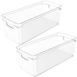 2 Organizadores Empilháveis Caixas Organizadoras Closet Geladeira Clear Natural