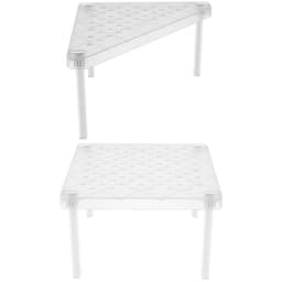 2 Organizadores de Armário Prateleiras Empilhável Triangular Quadrado Natural