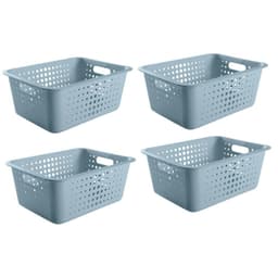 4 Caixas Organizadoras Grande Organize Cesto Plástico 14,5 Litros Azul Glacial