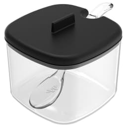 Açucareiro Com Tampa E Colher Para Servir Porta Açúcar Cozinha Preto