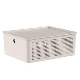 Caixa Organizadora com Tampa 12L Ou Bege 34x27x13cm Cesto Flow Closet Lavanderia