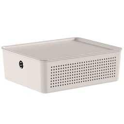 Caixa Organizadora com Tampa Ou Bege 27x22x9cm Cesto Organiz
