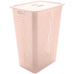 Cesto Para Roupas Organizador Lavanderia 47 Litros Plástico Rosa Nude