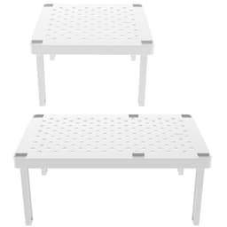 Conjunto 2 Prateleiras Organizadoras Para Armário Empilháveis Quadrada Retangular Branco