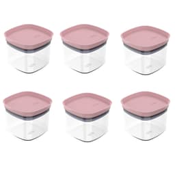 Conjunto 6 Potes Vedação Hermético 450ml Vedação Em Silicone Rosa