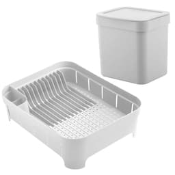 Conjunto Escorredor de Louça Pratos e Lixeira 2,5l OU para Pia ou Bancada Branco