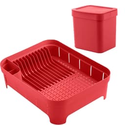 Conjunto Escorredor de Louças Pratos e Lixeira 2,5l OU para Pia ou Bancada Vermelho