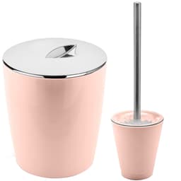 Conjunto Lixeira Para Banheiro 5 Litros Escova Sanitária Suporte Ou Rosa Nude