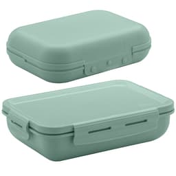 Conjunto Marmita Hermética E Sanduicheira Pote Para Lanches Frutas Verde Menta