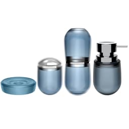 Conjunto Pia Banheiro Belly Soft Porta Escova Saboneteira Algodão Azul Glacial