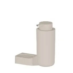 Conjunto Saboneteira e Dispenser de Sabonete Liquido Shampoo 500ml Piso Parede Bege Eleve Ou