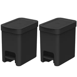 Kit 2 Lixeiras de Pedal com Aro Interno 6 Litros para Banheiro Polipropileno Trium Preto
