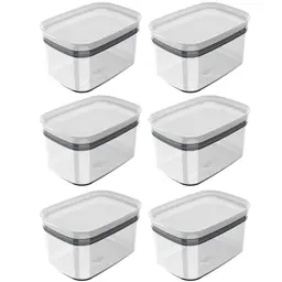 Kit 3 Potes Herméticos Retangulares Pequenos com Tampa 650ml