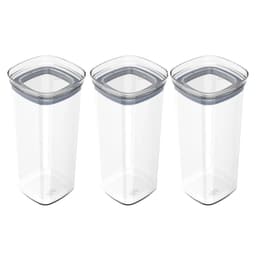 Kit 3 Potes Herméticos de Plástico 1,5L Ou Porta Mantimentos Condimentos Transparente