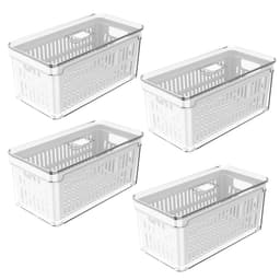Kit 4 Organizadores De Geladeira Com Escorredor 5L Caixas Plásticas Para Legumes Clear Fresh OU.