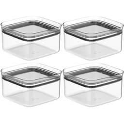 Kit 4 Potes Herméticos 1L Natural Quadrado Porta Mantimentos Ou Block Plástico