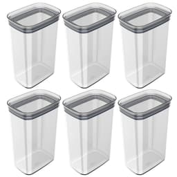 Kit 6 Potes Herméticos Retangulares Grandes com Tampa 2,3L Porta Mantimentos Cozinha Natural