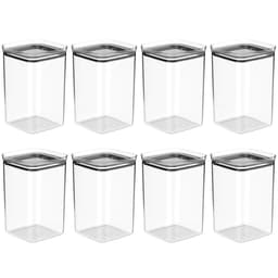 Kit 8 Potes Herméticos 3,5L Porta Mantimentos Ou Block Plástico Natural Quadrado