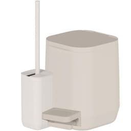 Kit Banheiro 3 Peças Bege Lixeira 6L Escova Sanitária de Pis
