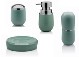 Kit banheiro lavabo Verde menta 4 peças OU acessorios porta sabonete liquido, suporte escova dental, porta cotonete ou algodao, porta sabonete em barra